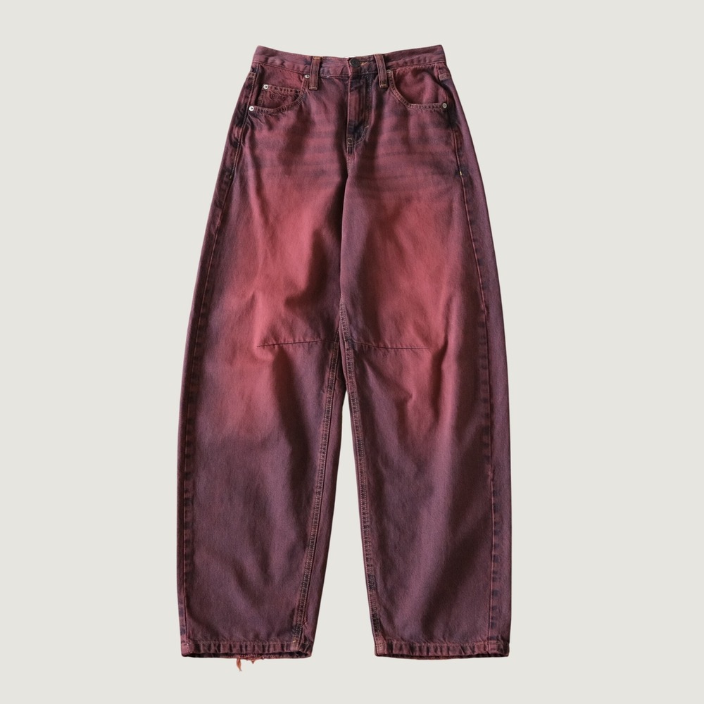 BDG Jaya Baggy Low Rise Wide Leg Jeans Red Acid Wash Denim 25W Y2K Grunge Skate